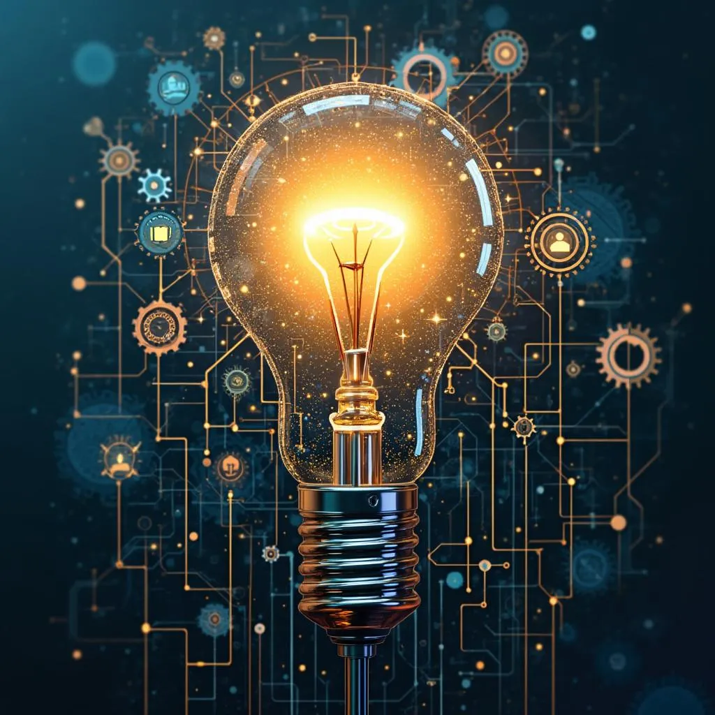 Concepto de Innovación con Bombilla y Engranajes